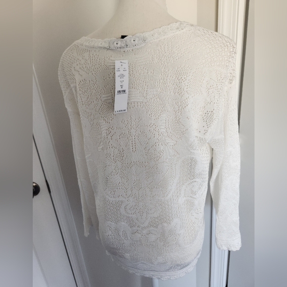 New With Tags WHBM White Lace Sweater Size Medium - Picture 6 of 6